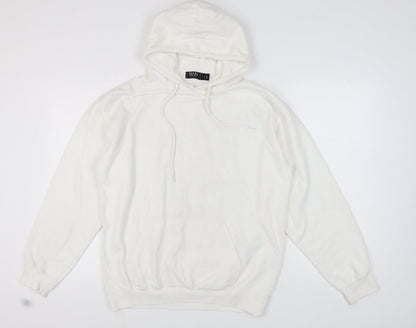 bohooMAN Men's White Dragon Graphic Hoodie M