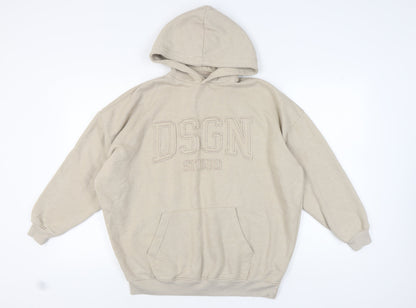 Boohoo Women Beige Hooded Pullover M