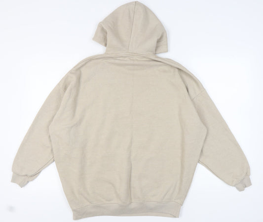 Boohoo Women Beige Hooded Pullover M