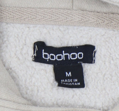 Boohoo Women Beige Hooded Pullover M