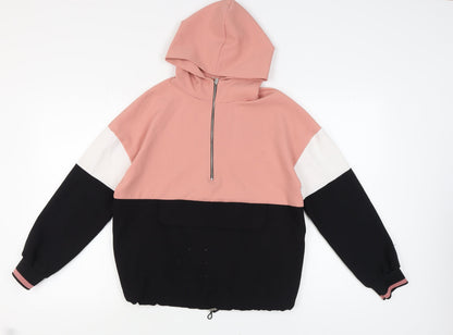 Zara Women's Pink Hoodie, Size S, Colourblock Style
