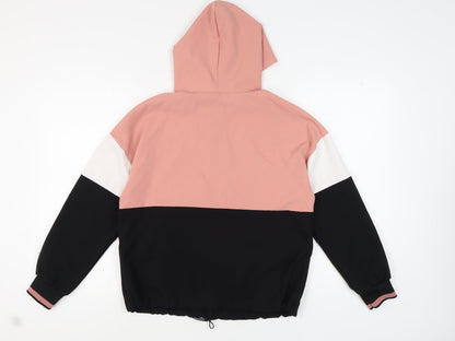Zara Women's Pink Hoodie, Size S, Colourblock Style