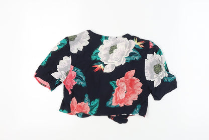 Womens UK Size XS Zara Multicoloured Wrap Blouse