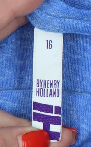 Womens UK Size 16 By Henry Holland Blue Basic T-Shirt