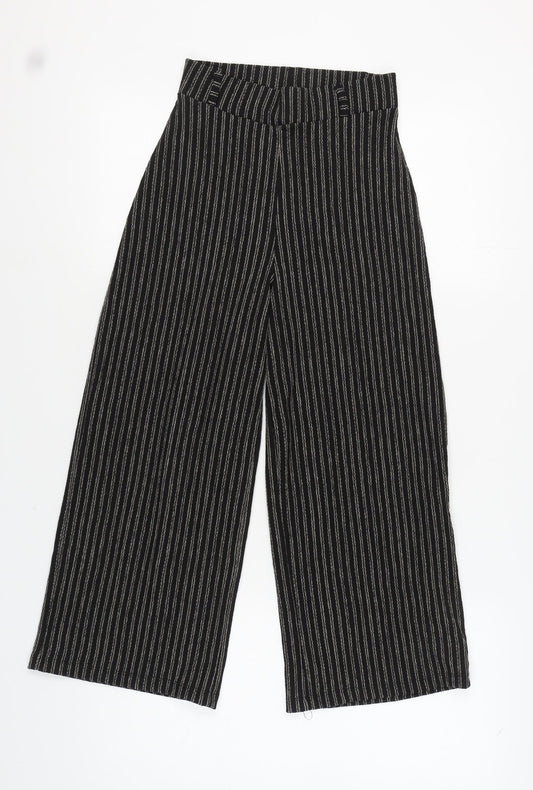 Stradivarius Women's Black XS Striped Wide-Leg Trousers