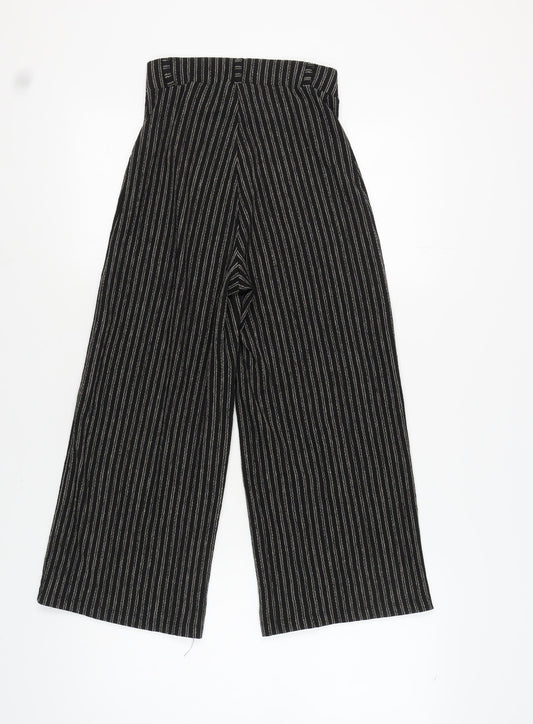 Stradivarius Women's Black XS Striped Wide-Leg Trousers