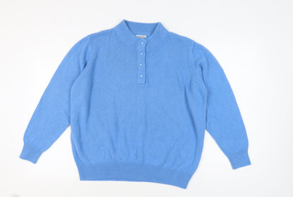 Womens UK Size XL Damart Blue Henley Jumper