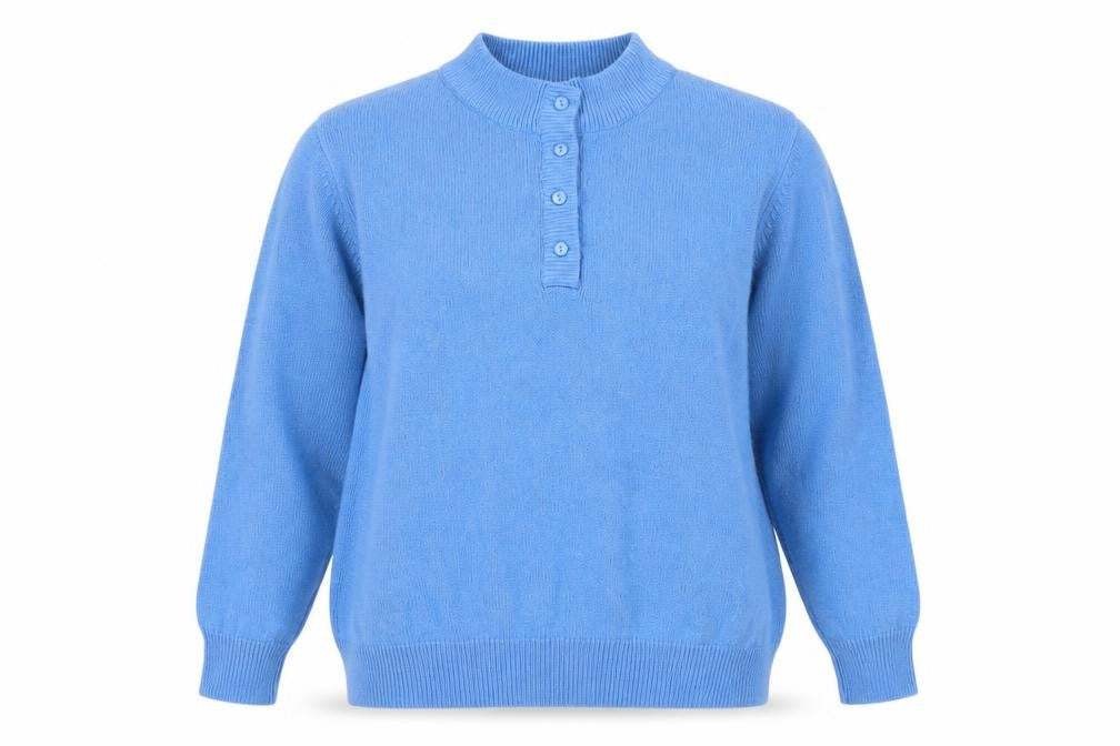 Womens UK Size XL Damart Blue Henley Jumper