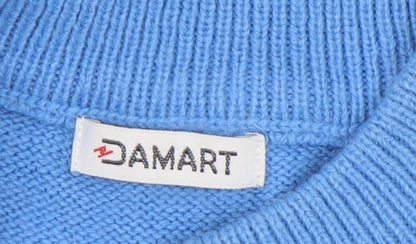 Womens UK Size XL Damart Blue Henley Jumper