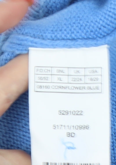 Womens UK Size XL Damart Blue Henley Jumper