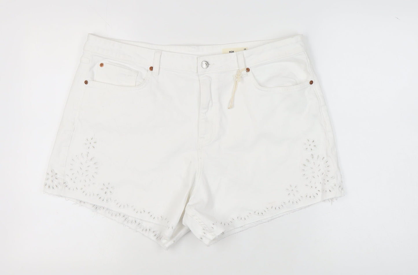 Marks and Spencer Women White Mom Shorts Size 20