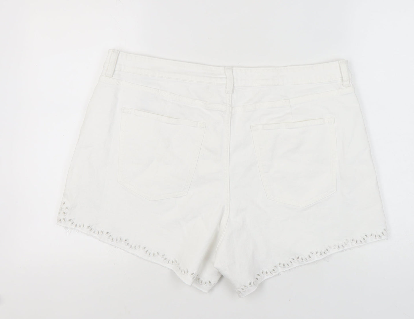 Marks and Spencer Women White Mom Shorts Size 20
