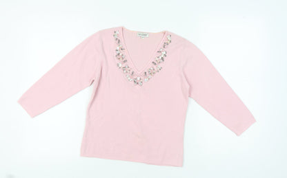 Womens UK Size M Fay Louise Pink Pullover Jumper