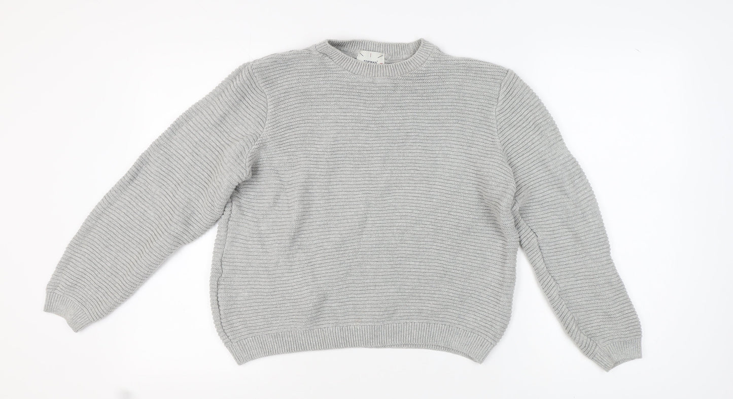 Topman Men's Grey Pullover Jumper, Size L
