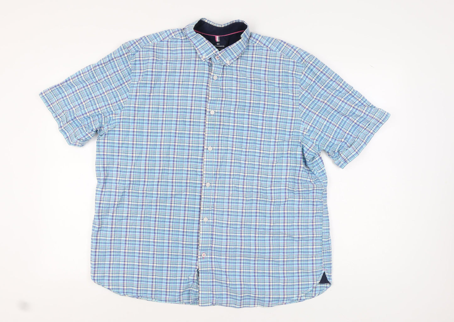 Marks and Spencer Men's Blue Check Button-Up Shirt