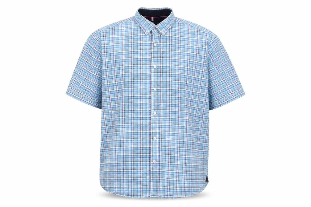 Marks and Spencer Men's Blue Check Button-Up Shirt