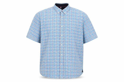 Marks and Spencer Men's Blue Check Button-Up Shirt