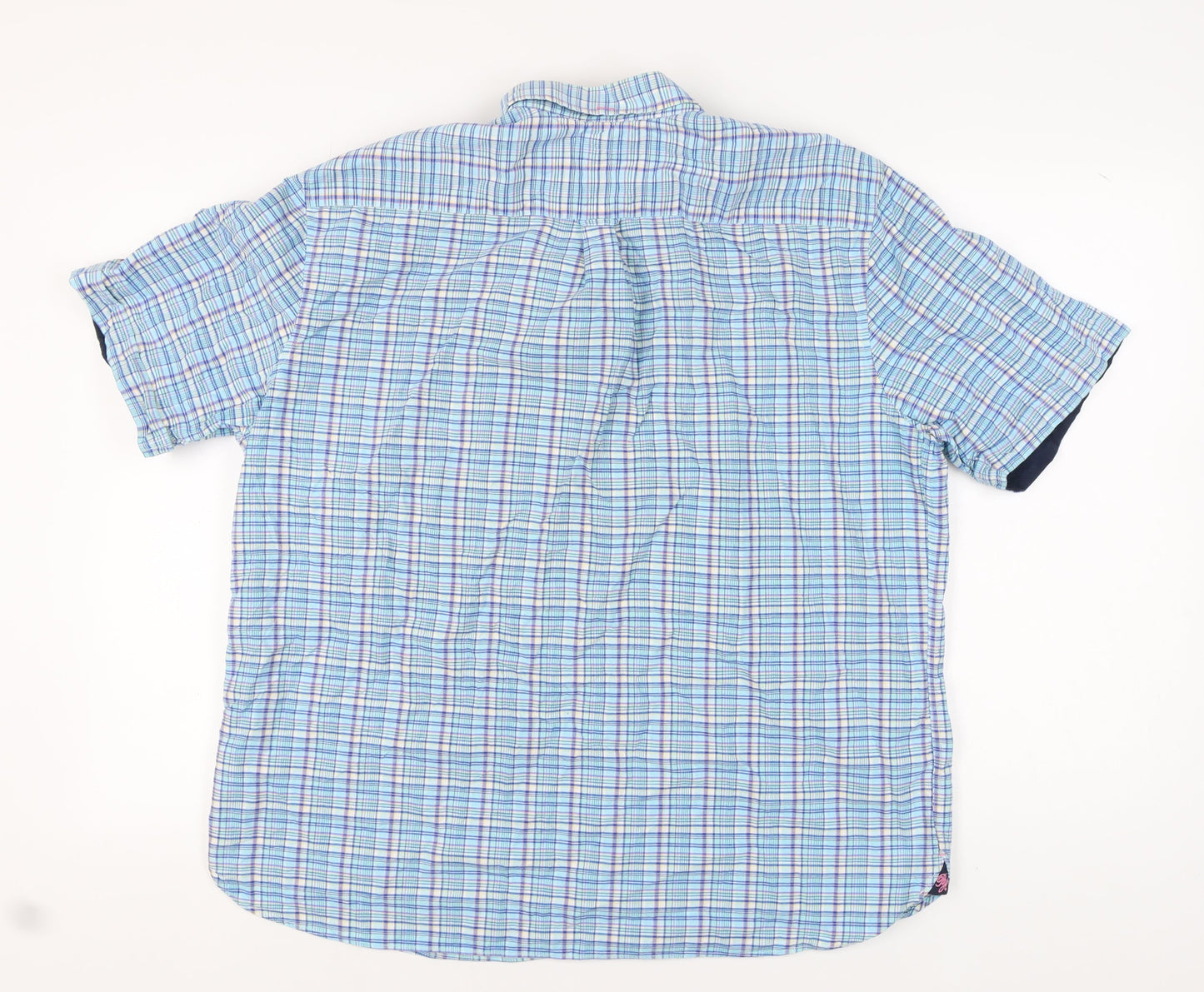 Marks and Spencer Men's Blue Check Button-Up Shirt