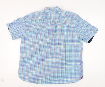 Marks and Spencer Men's Blue Check Button-Up Shirt