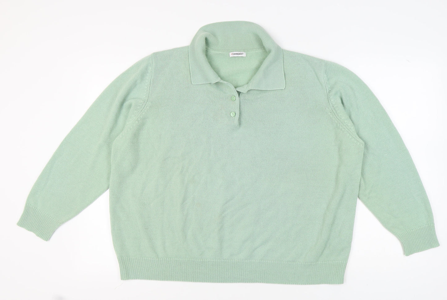 Womens UK Size 14 Damart Green Henley Jumper