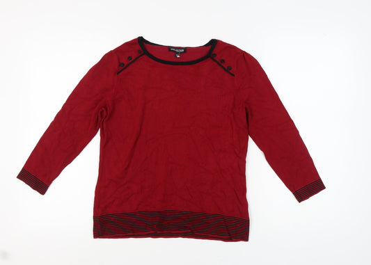 Debenhams Women's Red 3/4 Sleeve Jumper Size 16