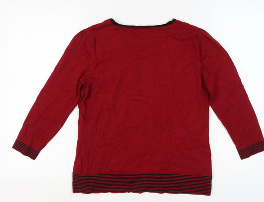 Debenhams Women's Red 3/4 Sleeve Jumper Size 16