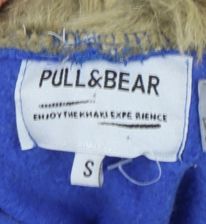 Mens UK Size S Pull & Bear Blue Pullover Hoodie