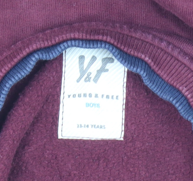 Y&F Boys Red Sweatshirt 13-14 Years with Chest Zip Accent