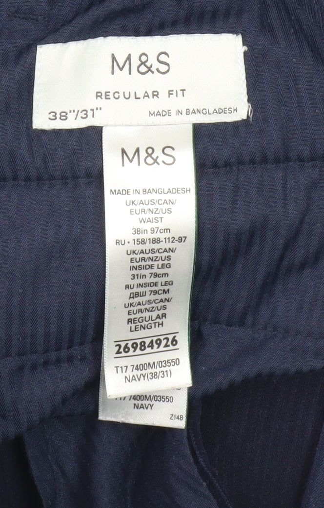 Marks and Spencer Men's Blue Corduroy Trousers