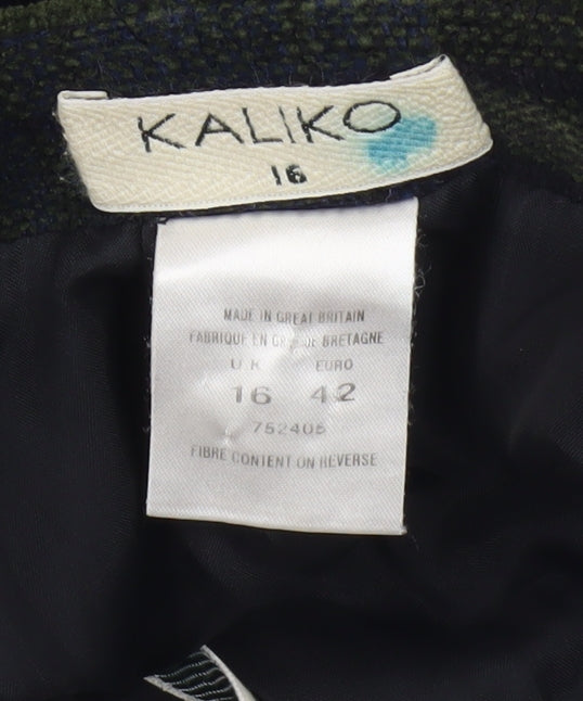 Kaliko Women's Multicoloured Plaid Wool Pencil Skirt Size 16