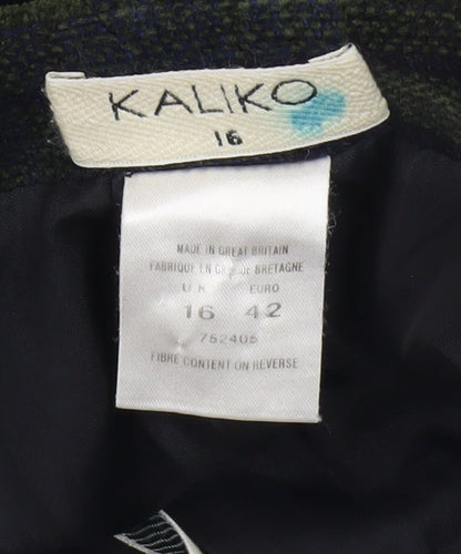 Kaliko Women's Multicoloured Plaid Wool Pencil Skirt Size 16