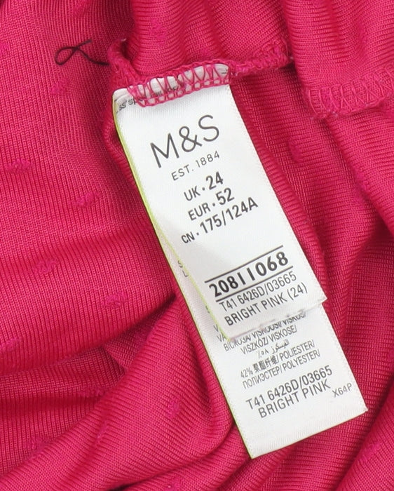 Womens UK Size 24 Marks and Spencer Pink Basic T-Shirt