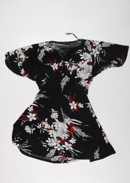 Capsule Women's Black Floral Dress, Size 12, V-Neck