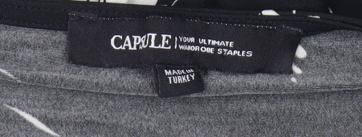 Capsule Women's Black Floral Dress, Size 12, V-Neck