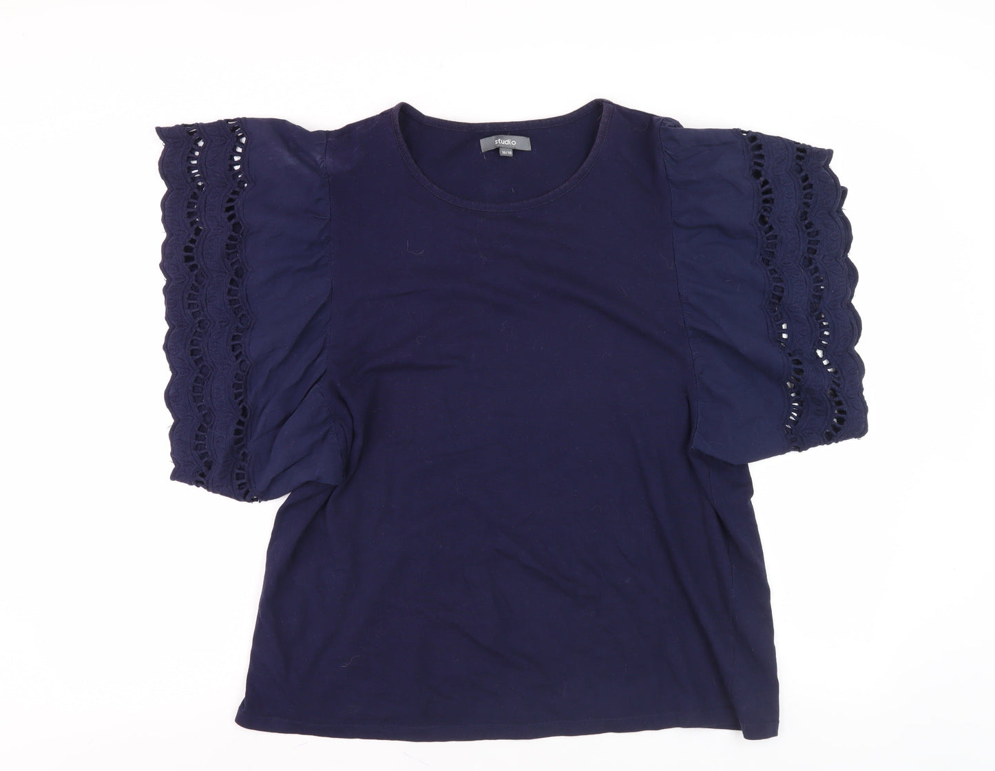Womens UK Size 16 Studio Blue Basic T-Shirt