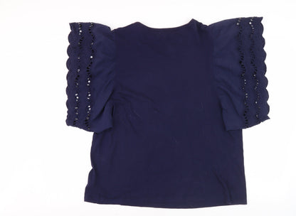 Womens UK Size 16 Studio Blue Basic T-Shirt
