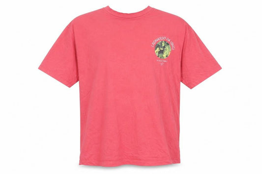Front view of ASOS DESIGN Leonardo Da Vinci Men’s Red Art Graphic T-Shirt M