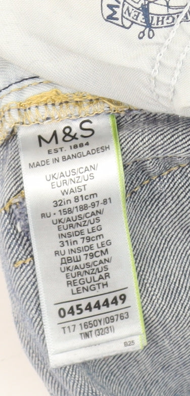 Marks and Spencer Men's Blue Straight Jeans 32/31