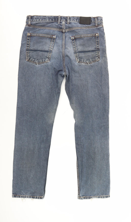 Marks and Spencer Men's Blue Straight Jeans, L