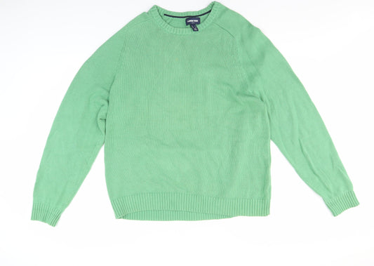 Lands' End Men's Green Cotton Pullover Jumper XL