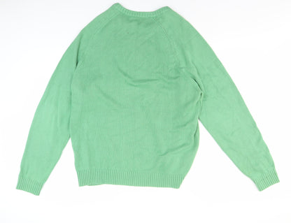 Lands' End Men's Green Cotton Pullover Jumper XL