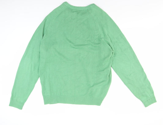 Lands' End Men's Green Cotton Pullover Jumper XL