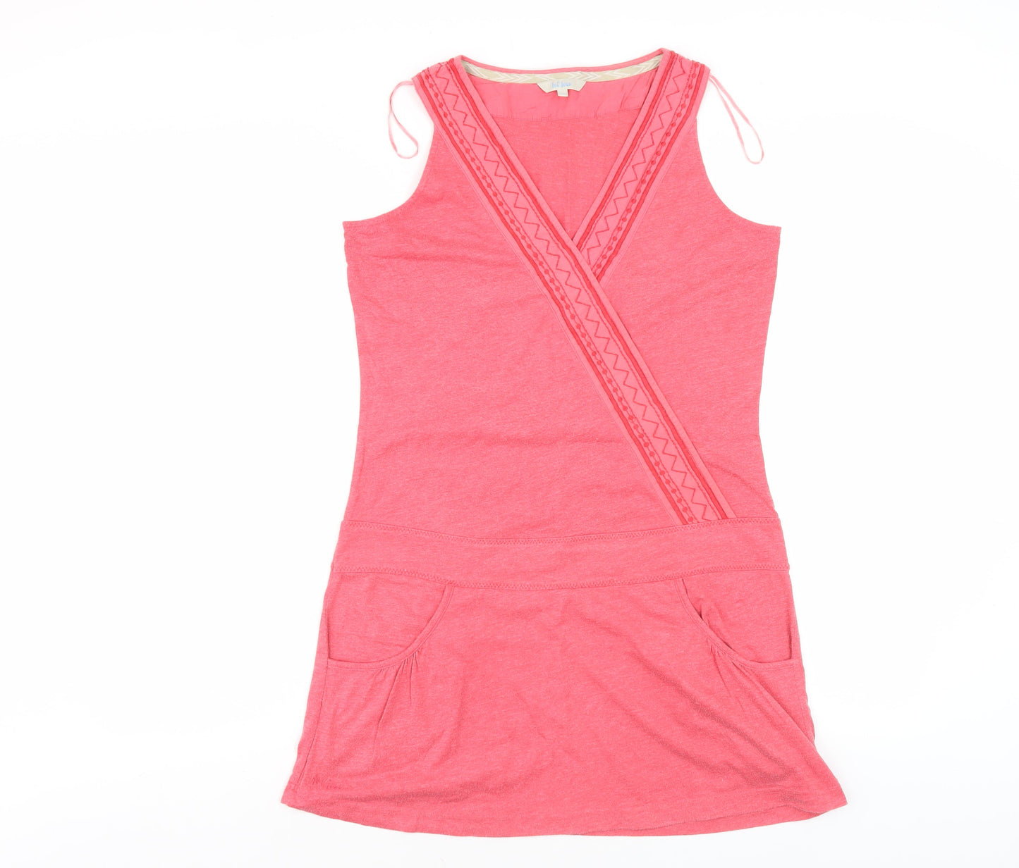 Fat Face Women's Pink Sleeveless V-Neck Dress Size 10