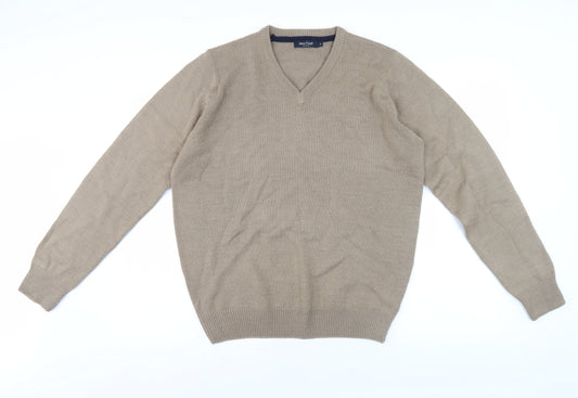 James Pringle Men's Beige V-Neck Pullover Jumper M