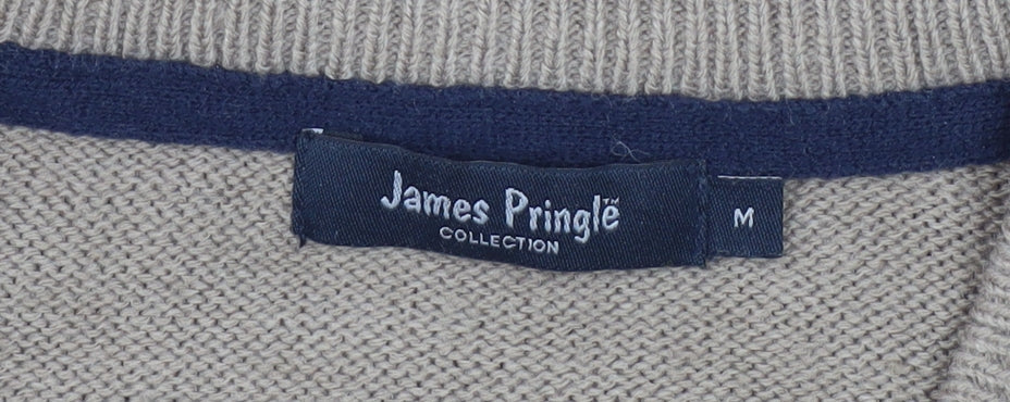 James Pringle Men's Beige V-Neck Pullover Jumper M
