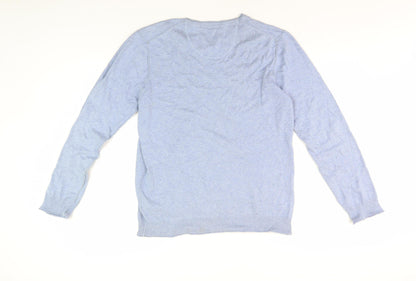 White Stuff Men's Blue V-Neck Pullover Jumper M