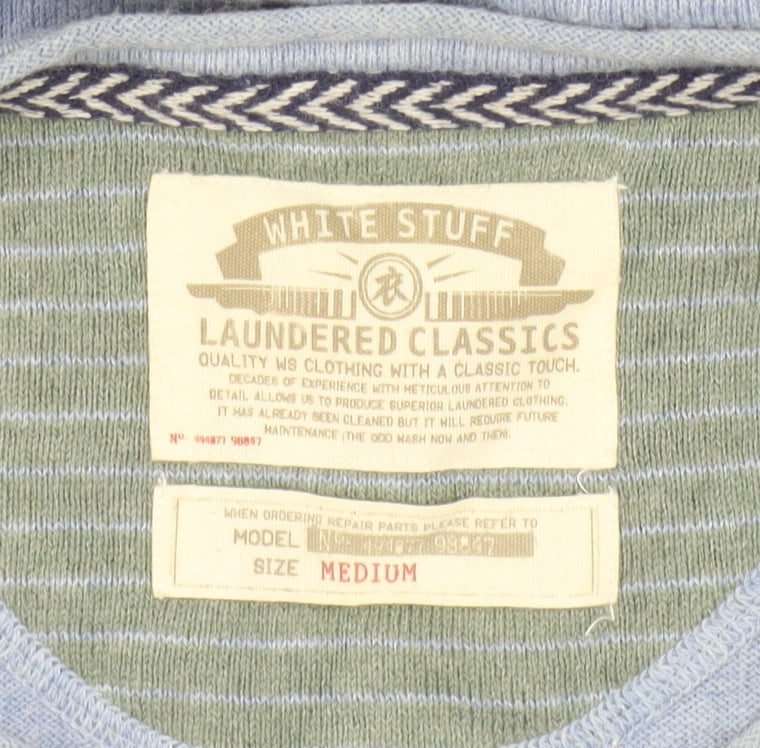 White Stuff Men's Blue V-Neck Pullover Jumper M