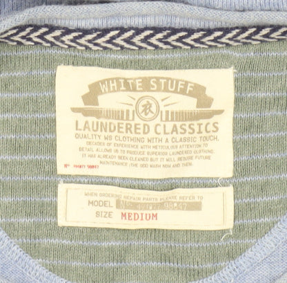 White Stuff Men's Blue V-Neck Pullover Jumper M