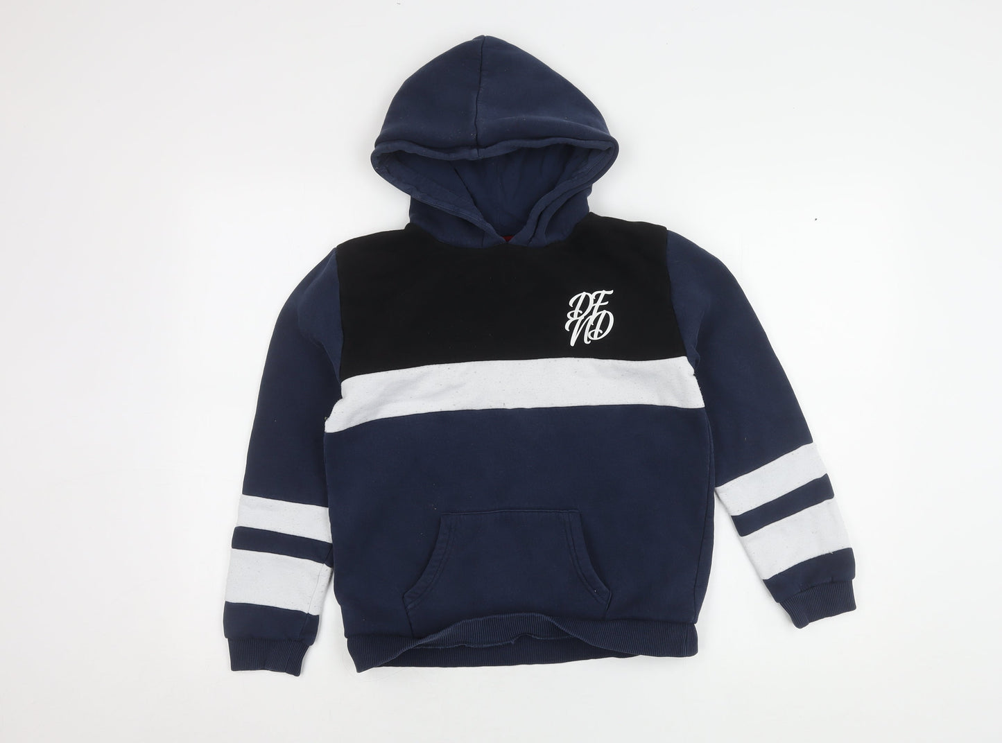 Boys Blue Colourblock Hoodie, Size 13-14, Pullover Style