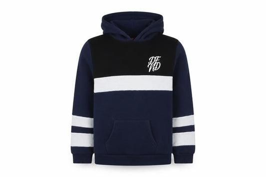 Boys Blue Colourblock Hoodie, Size 13-14, Pullover Style